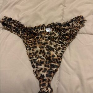 Strawberry Milk Mob Leopard-Print Bikini Bottom in Brown and Tan